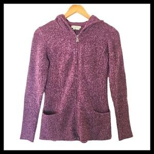 Royal Robbins Womens Hooded Sweater XS Purple Marled Full Zip Jacket Sweatshirt